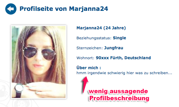Sexdating-Profil-Beschreibungstext